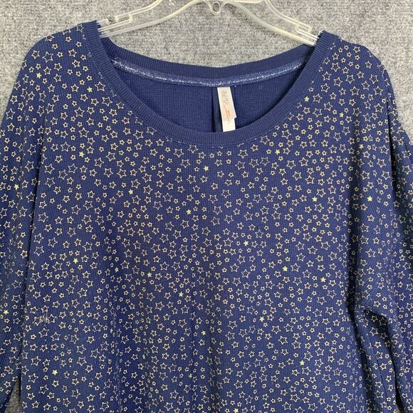 Gilligan & O’Malley Navy Blue Sparkle Star Top Women XXL Thermal Waffle Weave - Picture 2 of 13